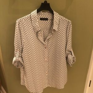 Ivanka Trump Blouse, black/White, Size X-Large